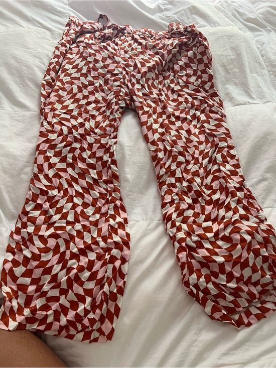 Anthropologie Other - Anthropologie Retro Red & White Geometric Wide-Leg silky lounge Pants xl